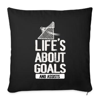 Life Is About Goals And Assists Futbol Soccer - Sofa pillowcase 17,3'' x 17,3'' (45 x 45 cm) - black - Front