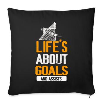 Life Is About Goals And Assists Futbol Soccer - Sofa pillowcase 17,3'' x 17,3'' (45 x 45 cm) - black - Front