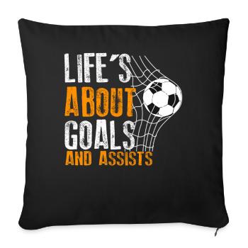 Life Is About Goals And Assists Futbol Soccer - Sofa pillowcase 17,3'' x 17,3'' (45 x 45 cm) - black - Front