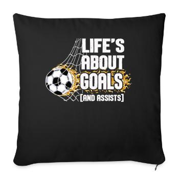 Life Is About Goals And Assists Futbol Soccer - Sofa pillowcase 17,3'' x 17,3'' (45 x 45 cm) - black - Front