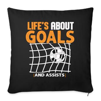 Life Is About Goals And Assists Futbol Soccer - Sofa pillowcase 17,3'' x 17,3'' (45 x 45 cm) - black - Front