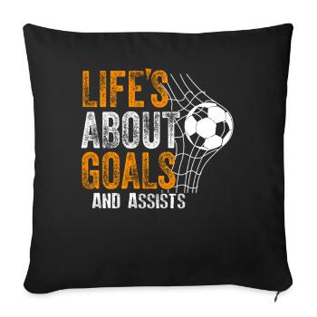 Life Is About Goals And Assists Futbol Soccer - Sofa pillowcase 17,3'' x 17,3'' (45 x 45 cm) - black - Front