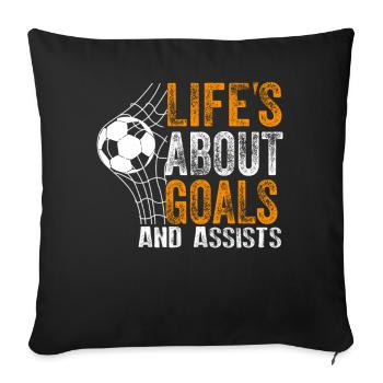 Life Is About Goals And Assists Futbol Soccer - Sofa pillowcase 17,3'' x 17,3'' (45 x 45 cm) - black - Front