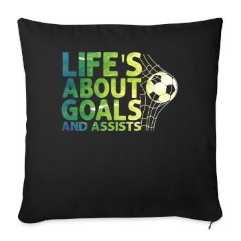 Life Is About Goals And Assists Futbol Soccer - Sofa pillowcase 17,3'' x 17,3'' (45 x 45 cm) - black - Front