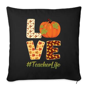 Dear Teachers Life Autumn Vibes Pumpkin Harvest - Sofa pillowcase 17,3'' x 17,3'' (45 x 45 cm) - black - Front