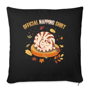 Official Napping Shirt Sleepy Cat Fall Season - Sofa pillowcase 17,3'' x 17,3'' (45 x 45 cm) - black - Front