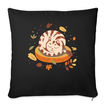 Autumn Vibes Cute Kitten Sleepy Cat Autumn - Sofa pillowcase 17,3'' x 17,3'' (45 x 45 cm) - black - Front
