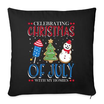 Celebrating Independence Day Christmas in the - Sofa pillowcase 17,3'' x 17,3'' (45 x 45 cm) - black - Front