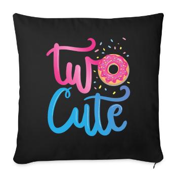 Zwei Niedlich | Donut Geburtstag Shirt | Donut - Sofakissenbezug 45 x 45 cm - Schwarz - Vorne