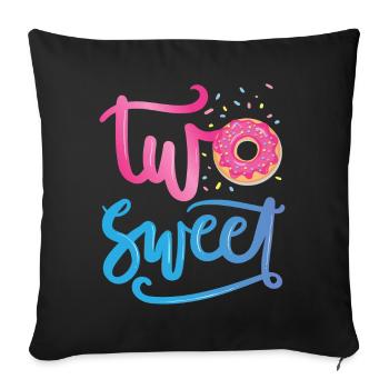 Zwei Süße | Donut Geburtstag Shirt | Donut Themed - Sofakissenbezug 45 x 45 cm - Schwarz - Vorne