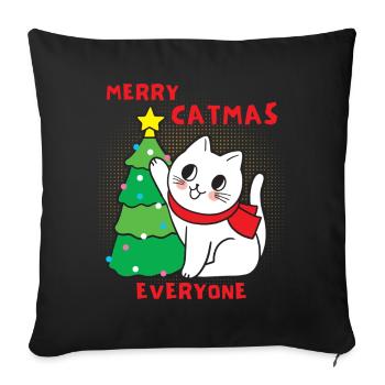 Cat with Christmas tree, funny saying, Pun - Sofa pillowcase 17,3'' x 17,3'' (45 x 45 cm) - black - Front