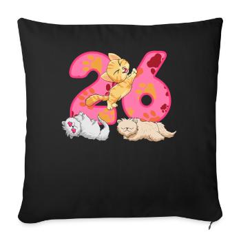 26th birthday kitten | Cat Birthday Shirt - Sofa pillowcase 17,3'' x 17,3'' (45 x 45 cm) - black - Front