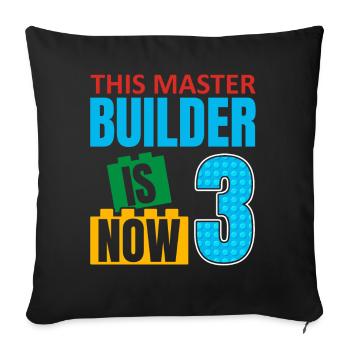 Ce constructeur est maintenant 3, blocs de jouets 3. - Housse de coussin décorative 45 x 45 cm - noir - Devant