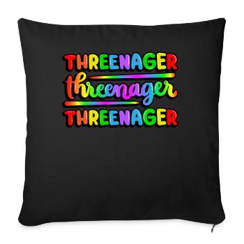 Threenager Kid 3ème anniversaire Spectre arc-en-ciel - Housse de coussin décorative 45 x 45 cm - noir - Devant