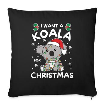 Je veux un koala pour Noël koalas mignons - Housse de coussin décorative 45 x 45 cm - noir - Devant