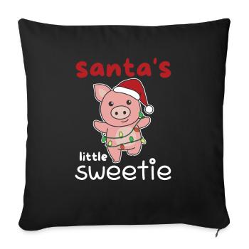 Pig Christmas Santa's little sweetie - Sofa pillowcase 17,3'' x 17,3'' (45 x 45 cm) - black - Front