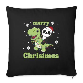 Panda Trex Christmas Snow Winter Animals - Sofa pillowcase 17,3'' x 17,3'' (45 x 45 cm) - black - Front