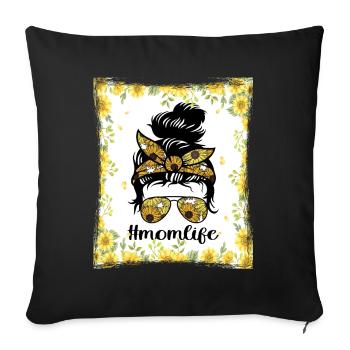 #Momlife | Cadeau de la fête des Mères | Chemise maman | Maman - Housse de coussin décorative 45 x 45 cm - noir - Devant