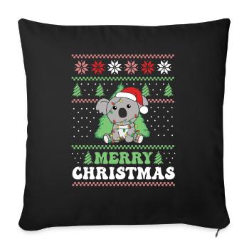 Joyeux Noël rétro moche Noël Koala - Housse de coussin décorative 45 x 45 cm - noir - Devant