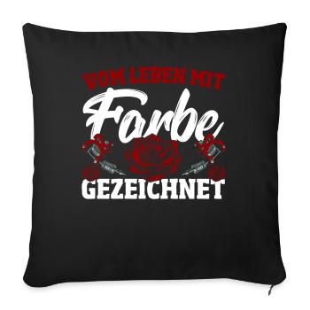 Vom Leben Mit Farbe Gezeichnet Tattoo-themed - Sofakissenbezug 45 x 45 cm - Schwarz - Vorne
