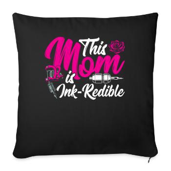 This Mom is Ink-redible Tattooists Pink - Sofa pillowcase 17,3'' x 17,3'' (45 x 45 cm) - black - Front