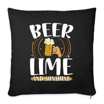 Bière citron vert et soleil | Amateurs de bière - Housse de coussin décorative 45 x 45 cm - noir - Devant