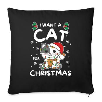 I want a cat for Christmas cute cats - Sofa pillowcase 17,3'' x 17,3'' (45 x 45 cm) - black - Front