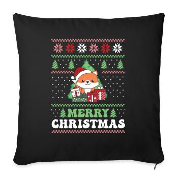 Merry Christmas retro ugly christmas fox - Sofa pillowcase 17,3'' x 17,3'' (45 x 45 cm) - black - Front