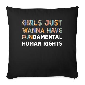 Les filles veulent juste avoir des droits humains fondamentaux - Housse de coussin décorative 45 x 45 cm - noir - Devant