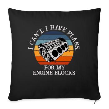 Je ne peux pas avoir des plans pour mes blocs moteurs vintage - Housse de coussin décorative 45 x 45 cm - noir - Devant