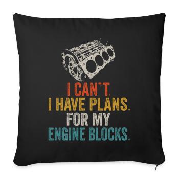 Je ne peux pas avoir des plans pour mes blocs moteurs vintage - Housse de coussin décorative 45 x 45 cm - noir - Devant