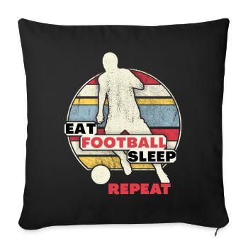 Football football player eat-sleep-repeat saying - Sofa pillowcase 17,3'' x 17,3'' (45 x 45 cm) - black - Front