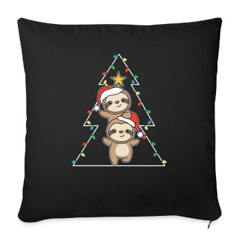 Sloth Christmas tree Christmas animals Sloths - Sofa pillowcase 17,3'' x 17,3'' (45 x 45 cm) - black - Front