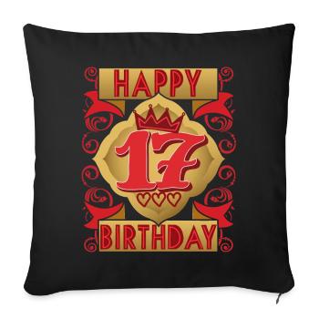 17th birthday 17 years old saying, vintage design - Sofa pillowcase 17,3'' x 17,3'' (45 x 45 cm) - black - Front