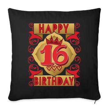 16ème anniversaire 16 ans dicton, design vintage - Housse de coussin décorative 45 x 45 cm - noir - Devant