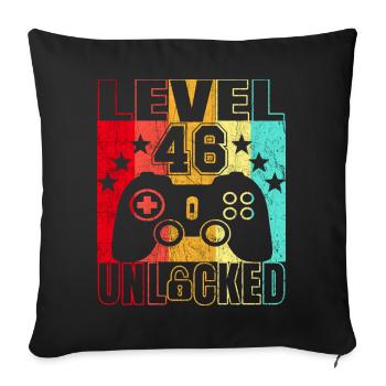 46 years birthday shirt gamer gamer 46. - Sofa pillowcase 17,3'' x 17,3'' (45 x 45 cm) - black - Front