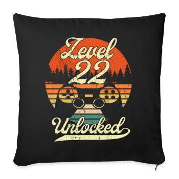 Level 22 Unlocked Männer Gamer 22 Geburtstag Gamer - Sofakissenbezug 45 x 45 cm - Schwarz - Vorne