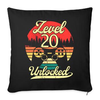 Level 20 Unlocked Men Birthday Level 20 - Sofa pillowcase 17,3'' x 17,3'' (45 x 45 cm) - black - Front