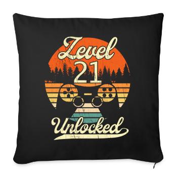 Level 21 Unlocked Men Gamer 21 Birthday Gamer - Sofa pillowcase 17,3'' x 17,3'' (45 x 45 cm) - black - Front