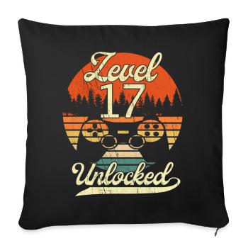 Level 17 Unlocked Männer Gamer 17 Geburtstag Gamer - Sofakissenbezug 45 x 45 cm - Schwarz - Vorne