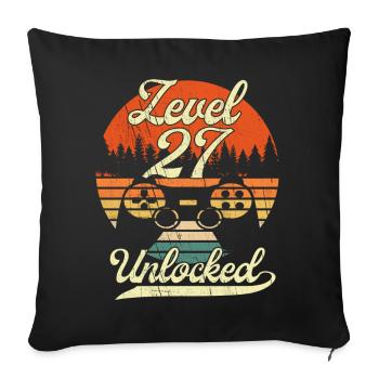 Niveau 27 Hommes Débloqués Gamer 27 Birthday Gamer - Housse de coussin décorative 45 x 45 cm - noir - Devant