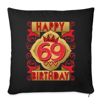 69. Geburtstag 69 Jahre alt Spruch, Vintage-Design - Sofakissenbezug 45 x 45 cm - Schwarz - Vorne