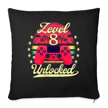 Level 8 Unlocked Gaming Jungen Mädchen Gamer 8. - Sofakissenbezug 45 x 45 cm - Schwarz - Vorne