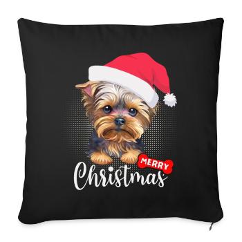 Noël avec Yorkshire Terrier Joyeux Noël - Housse de coussin décorative 45 x 45 cm - noir - Devant