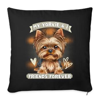 Yorkshire Terrier, Yorkie, drôle de dicton - Housse de coussin décorative 45 x 45 cm - noir - Devant