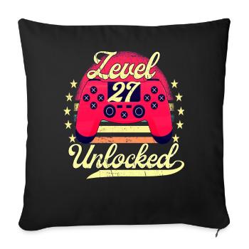 Level 27 Unlocked Men's Gamer Birthday Level - Sofa pillowcase 17,3'' x 17,3'' (45 x 45 cm) - black - Front