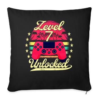 Level 7 Unlocked Gaming Jungen Mädchen Gamer 7. - Sofakissenbezug 45 x 45 cm - Schwarz - Vorne