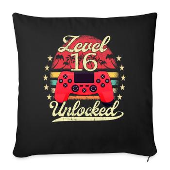 Level 16 Unlocked Teenager Video Gamer 16. - Sofakissenbezug 45 x 45 cm - Schwarz - Vorne