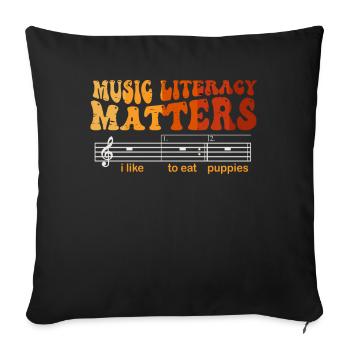 Music Literacy Matters, I Like To Eat Puppies - Sofa pillowcase 17,3'' x 17,3'' (45 x 45 cm) - black - Front
