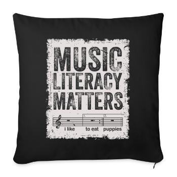 Music Literacy Matters, I Like To Eat Puppies - Sofa pillowcase 17,3'' x 17,3'' (45 x 45 cm) - black - Front